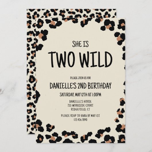 Twee wilde luipaard print 2e verjaardag kaart (Voorkant / Achterkant)