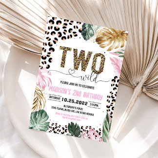 Twee Wilde Luipaardprint Jungle Verjaardagsuitnodi Kaart