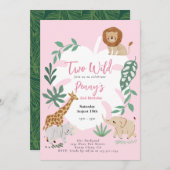Twee Wilde Meisje 2e Verjaardag Uitnodiging (Voorkant / Achterkant)