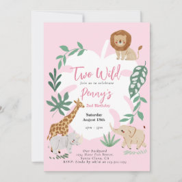 Twee Wilde Meisje 2e Verjaardag Uitnodiging