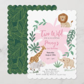 Twee Wilde Meisje 2e Verjaardag Uitnodiging (Voorkant / Achterkant)