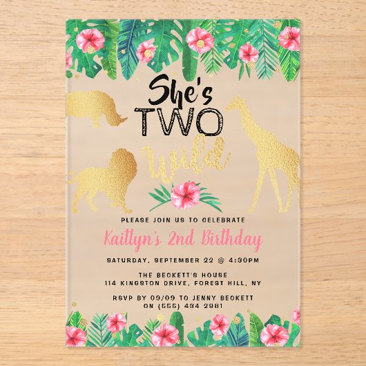 Twee Wilde Meisjes Tweede Dag Partij Acryl Uitnodigingen (Voorkant)