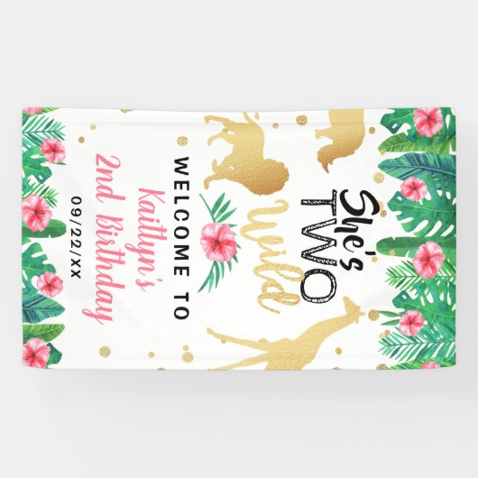 Twee Wilde Meisjes Tweede verjaardag Welkom Spandoek (Horizontaal)