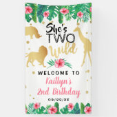 Twee Wilde Meisjes Tweede verjaardag Welkom Spandoek (Verticaal)