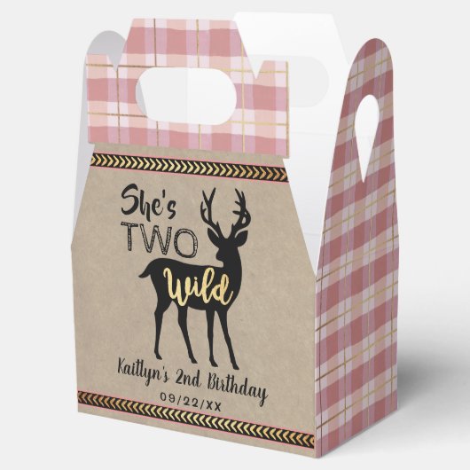 Twee Wilde Meisjes Woodland Deer 2e verjaardag Bedankdoosjes (Geopend)