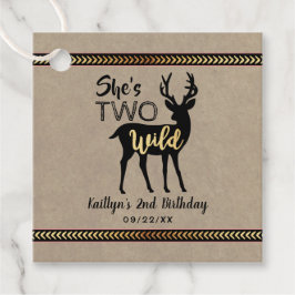 Twee Wilde Meisjes Woodland Deer 2e verjaardag Bedankjes Labels