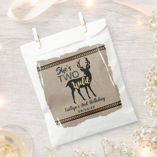 Twee Wilde Meisjes Woodland Deer 2e verjaardag Bedankzakje (Geknipt)