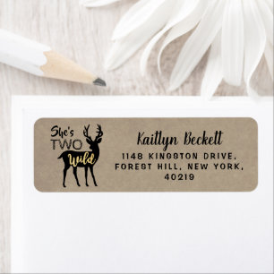 Twee Wilde Meisjes Woodland Deer 2e verjaardag Etiket