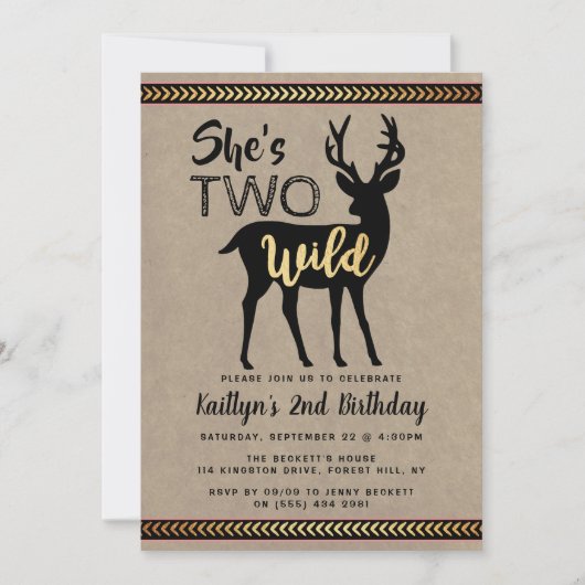 Twee Wilde Meisjes Woodland Deer 2e verjaardag Kaart (Voorkant)