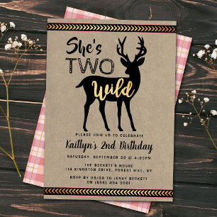 Twee Wilde Meisjes Woodland Deer 2e verjaardag Kaart