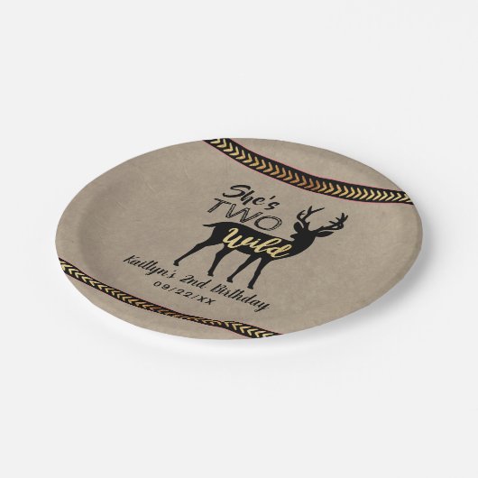 Twee Wilde Meisjes Woodland Deer 2e verjaardag Papieren Bordje (Gekanteld)