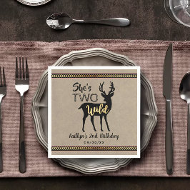 Twee Wilde Meisjes Woodland Deer 2e verjaardag Servet