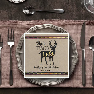 Twee Wilde Meisjes Woodland Deer 2e verjaardag Servet