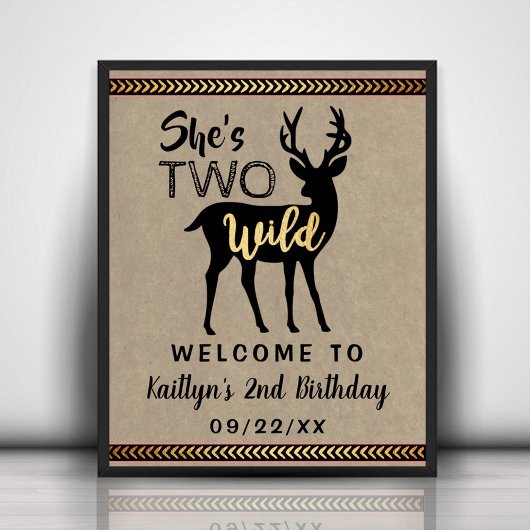 Twee Wilde Meisjes Woodland Deer 2e verjaardag Wel Poster
