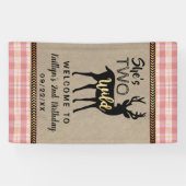 Twee Wilde Meisjes Woodland Deer 2e verjaardag Wel Spandoek (Horizontaal)