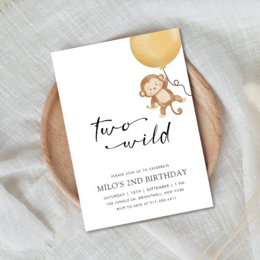 Twee wilde minimalistische aap tweede verjaardag kaart