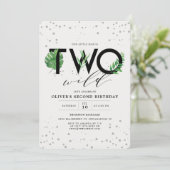 Twee wilde moderne tropische groen 2e verjaardag kaart (Staand voorkant)