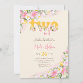 Twee Wilde Mosterd & Roze Wildflower Verjaardag In Kaart