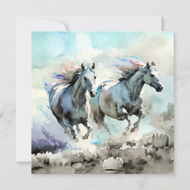 Twee wilde mustangs racen tegen de wind  (Voorkant)