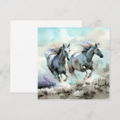 Twee wilde mustangs racen tegen de wind  bedankkaart (Voorkant / Achterkant)
