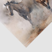 “Twee Wilde Mustangs” Stof Westers Waterverf Tissuepapier (Detail)