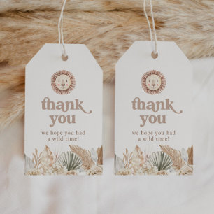 Twee Wilde Neutrale Bladeren Verjaardag Bedankt Cadeaulabel