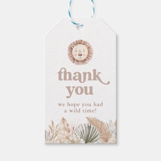 Twee Wilde Neutrale Bladeren Verjaardag Dank U Cadeaulabel (Voorkant)