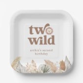 Twee wilde neutrale bladeren verjaardag papieren bordje (Voorkant)