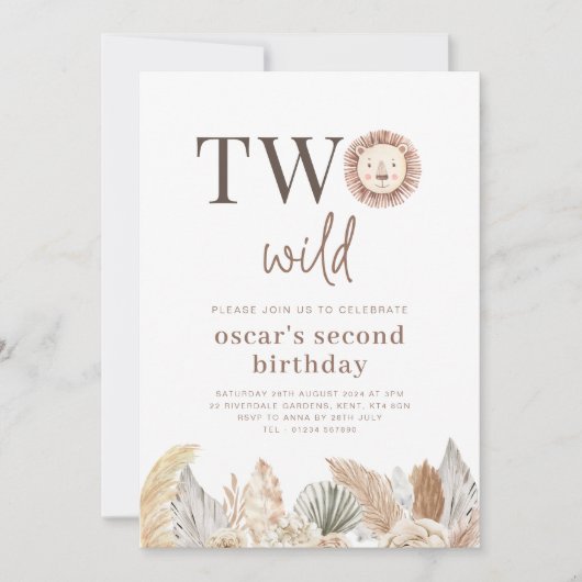 Twee wilde neutrale bladeren verjaardagsuitnodigin kaart (Voorkant)
