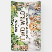 Twee wilde Oerwoud Dieren 2e verjaardagsachtergron Spandoek (Verticaal)