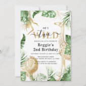 Twee Wilde Oerwoud Greenery & Gold 2e verjaardag Kaart (Voorkant)
