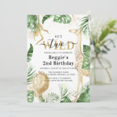 Twee Wilde Oerwoud Greenery & Gold 2e verjaardag Kaart (Staand voorkant)