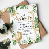 Twee Wilde Oerwoud Greenery & Gold 2e verjaardag Kaart