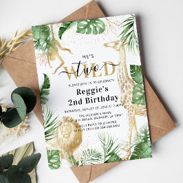 Twee Wilde Oerwoud Greenery & Gold 2e verjaardag Kaart