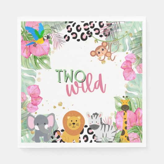 Twee wilde Oerwoud meisjes papieren servet (Voorkant)