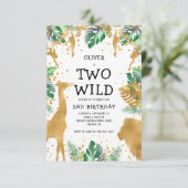 Twee Wilde Oerwoud Safari 2de verjaardag Gold Gree Kaart (Staand voorkant)