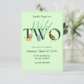 Twee wilde Oerwouden groen 2e verjaardag uitnodigi RSVP Kaartje (Staand voorkant)