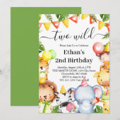 Twee wilde Oerwouden Safari Dieren 2e verjaardag Kaart (Voorkant / Achterkant)