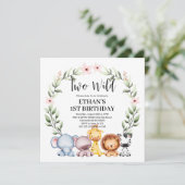 Twee wilde Oerwouden Safari Dieren 2e verjaardag Kaart (Staand voorkant)