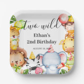 Twee wilde Oerwouden Safari Dieren 2e verjaardag Papieren Bordje (Voorkant)