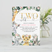 Twee wilde Oerwouden van Safari 2e verjaardag Invi Kaart (Staand voorkant)