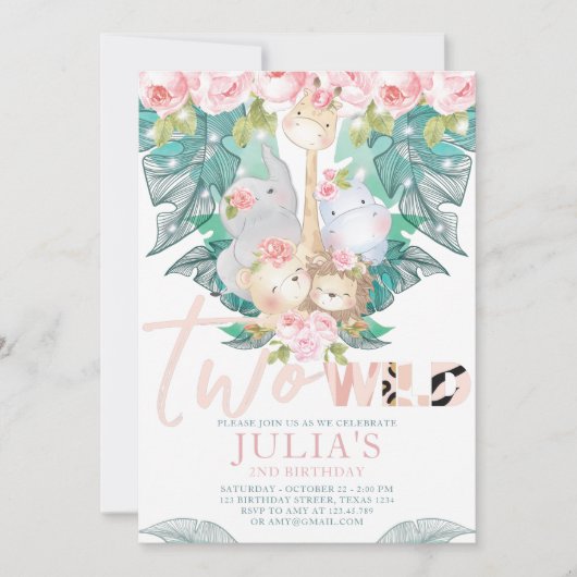 Twee wilde Oerwouden Verjaardag Schattige Kaart (Voorkant)