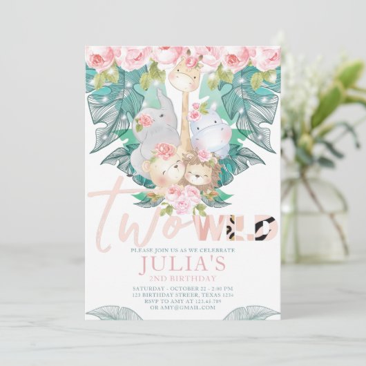 Twee wilde Oerwouden Verjaardag Schattige Kaart (Staand voorkant)