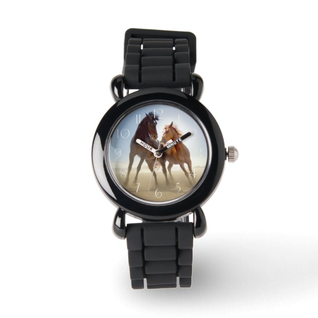 Twee wilde paarden in de woestijn horloge (Voorkant)