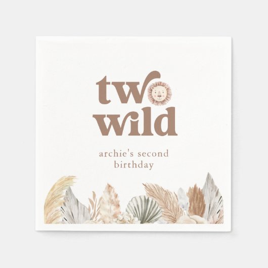 Twee wilde retro neutrale bladeren verjaardag servet (Voorkant)