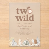 Twee Wilde Retro Neutrale Bladeren Verjaardag Uitn Acryl Uitnodigingen (Voorkant)
