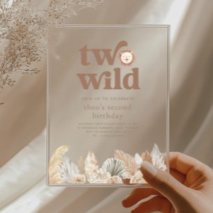 Twee Wilde Retro Neutrale Bladeren Verjaardagsuitn Acryl Uitnodigingen