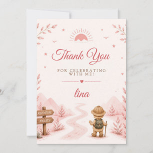 Twee Wilde Roze Boho Verjaardag Bedankkaart