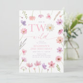 Twee wilde roze Paarse wilde bloemen tweede verjaa Kaart (Staand voorkant)