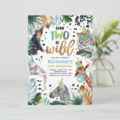 Twee Wilde Safari Dieren 2e Jongen Birthday Party Kaart (Staand voorkant)